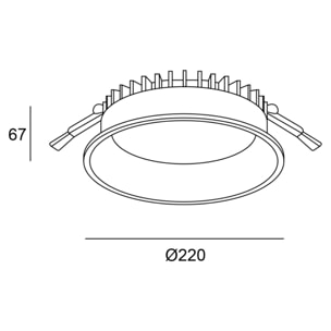 Forlight Jet downlight redondo con luz blanco neutro 4000K en color negro Ø 220mm