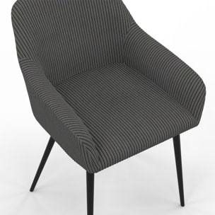 Chaises Jenny en velours côtelé et pieds métal - Gris
