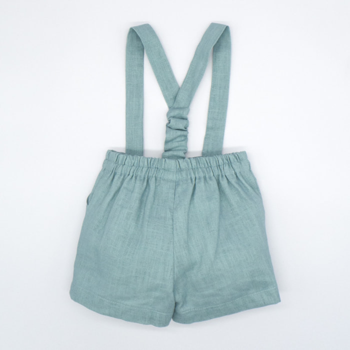 BERMUDA LINO VERDE CON TIRANTES