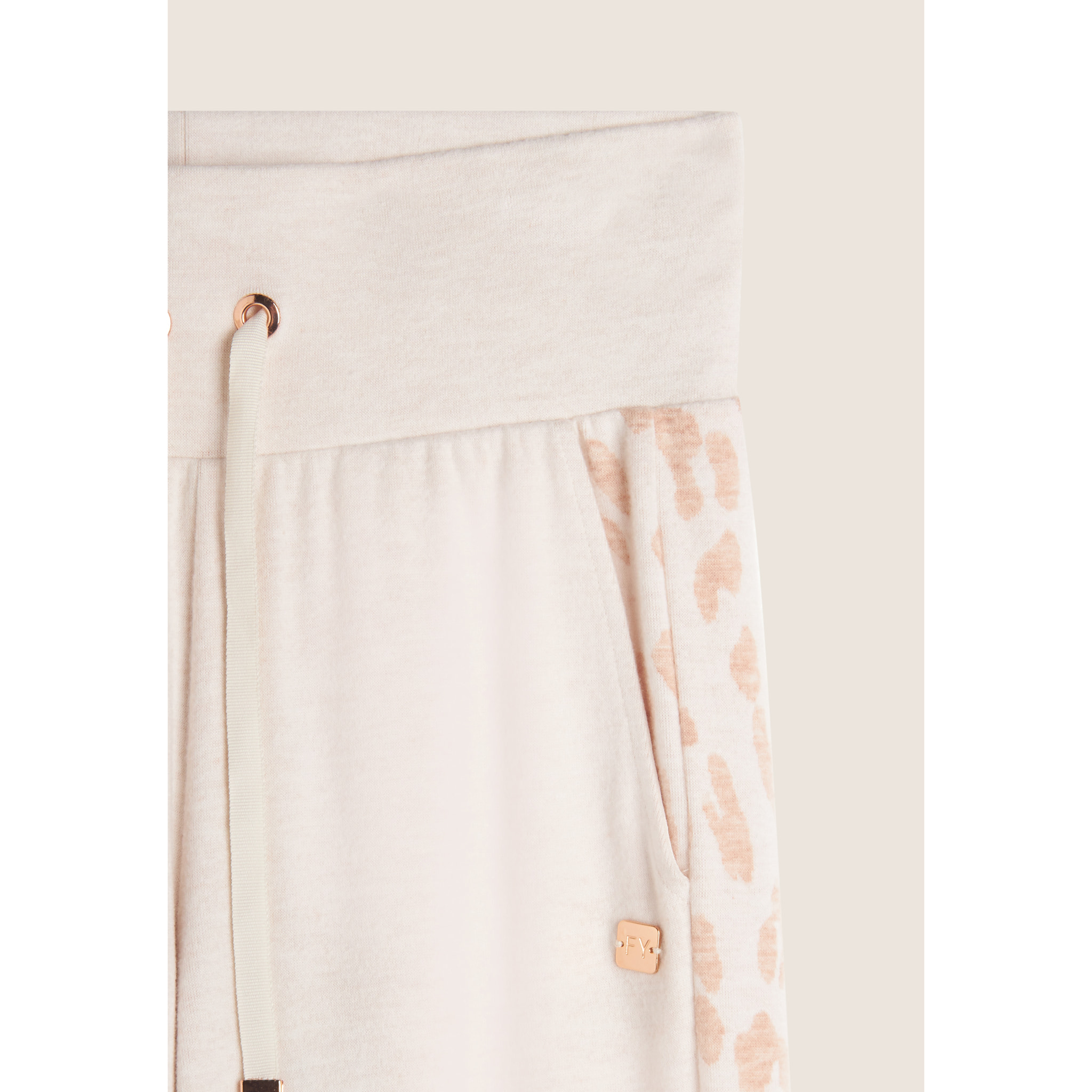 Pantalone in felpa viscosa tricot con bande animalier