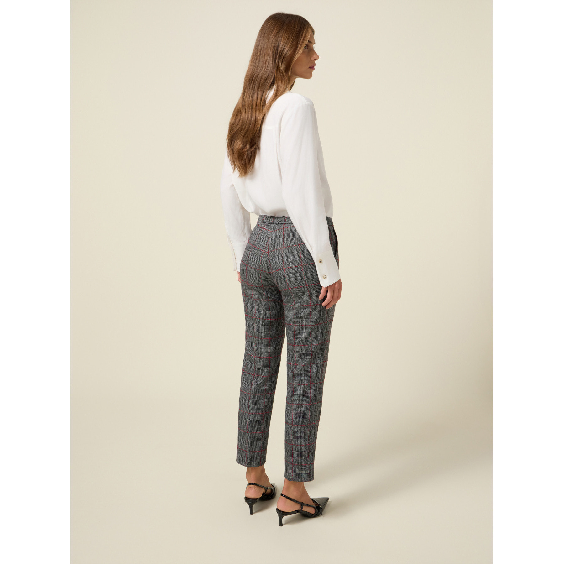 Oltre - Pantalones de cuadros - Gris