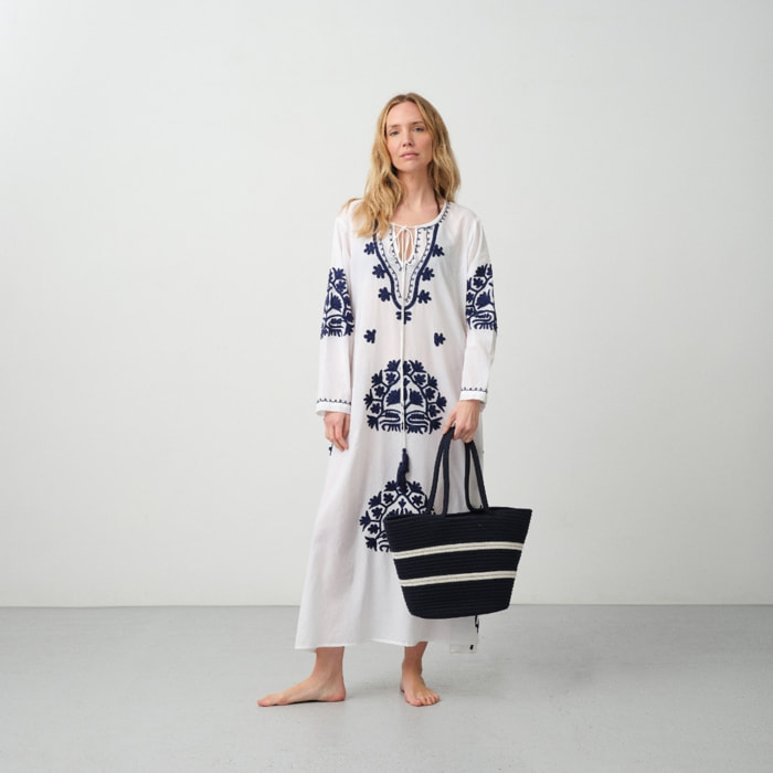 Capazo playa cuerda algodón Aixa color azul oscuro