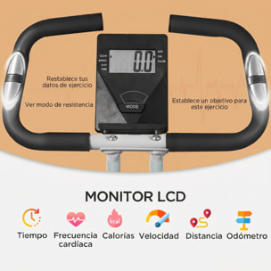 SPORTNOW Bicicleta Estática Plegable, Bicicleta Estática Casa Silenciosa con 8 Niveles Resistencia Magnética, Monitor LCD, Asiento Ajustable, Volante, Sensor Ritmo, Soporte Teléfono y Ruedas, Blanco