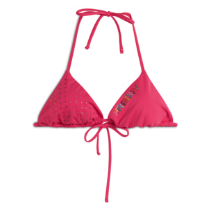 Top bikini a triangolo decorato da strass