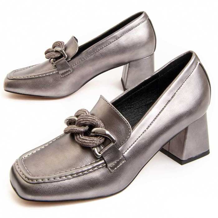 Zapato De Tacón - Gris - Altura: 6 Cm