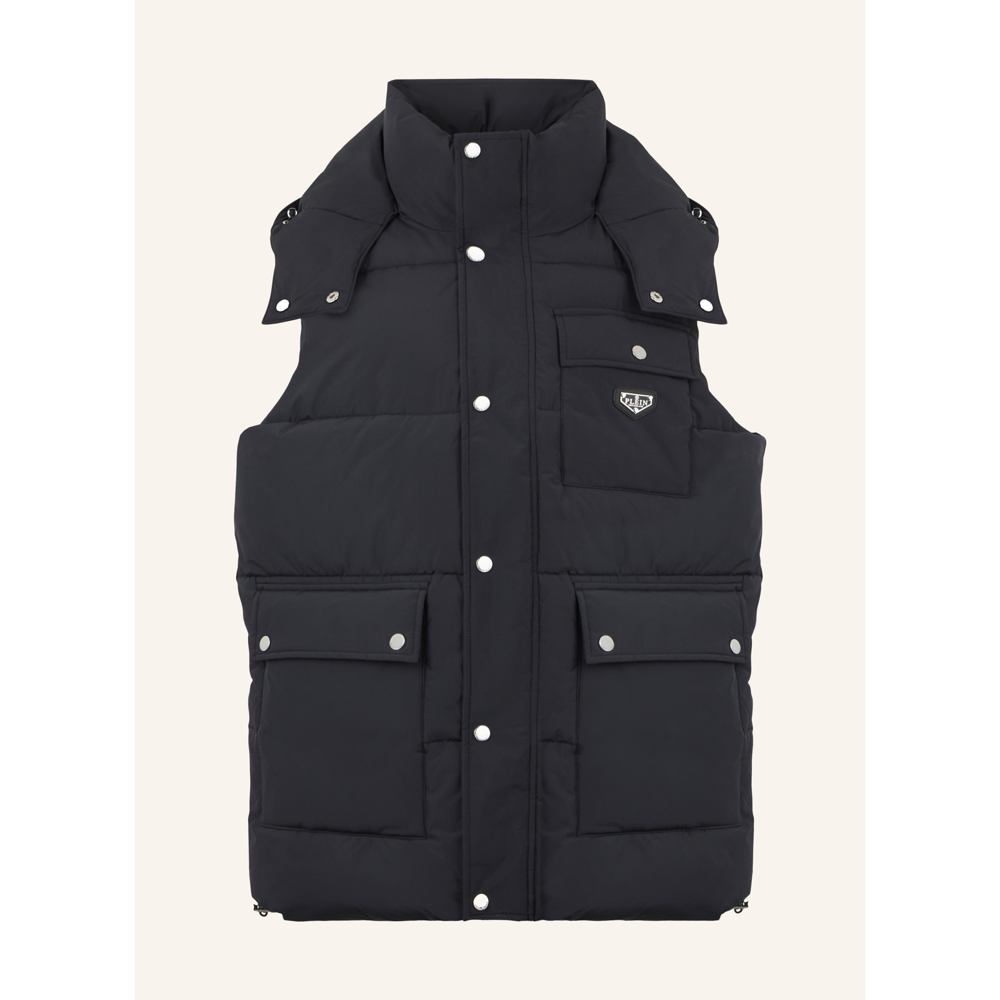 PHILIPP PLEIN Nylon Puffer Vest Gothic Plein