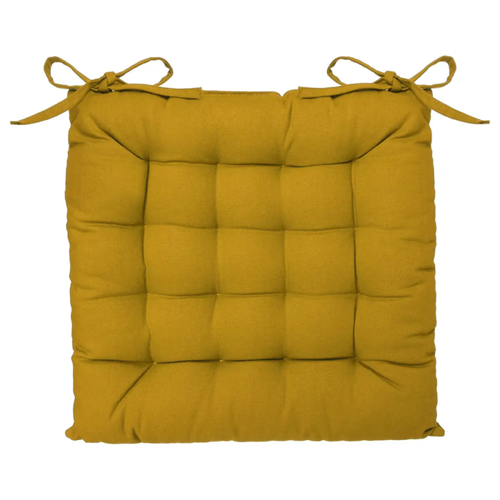 Galette de chaise jaune 38x38cm