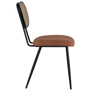 Lot de 2 chaises en cannage et tissu boucle rouille ELENA