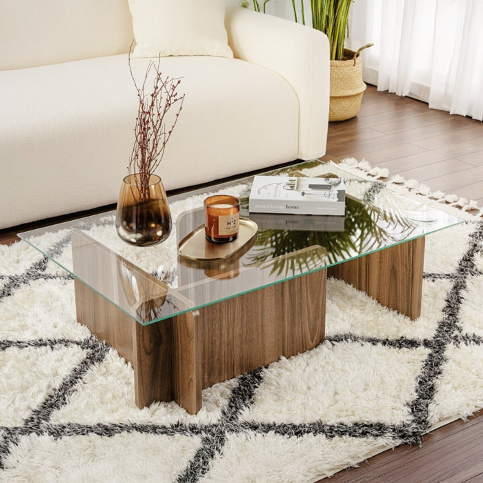 Table basse rectangulaire en verre - NAELIS