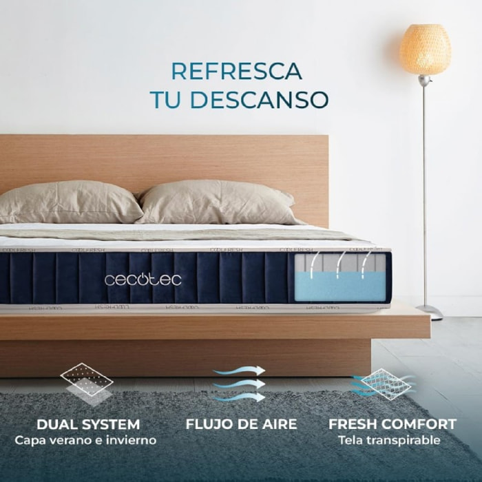 Cecotec Colchón de Espuma Flow CecoFresh 2100 CoolConfort 80 x 200. Núcleo de Es