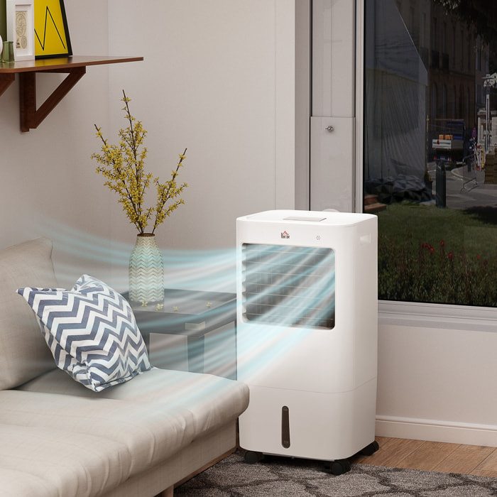 Ventilateur rafraichisseur humidificateur 65W 3 en 1 - roulettes, télécommande - silencieux oscillant - réservoir 15L - blanc noir