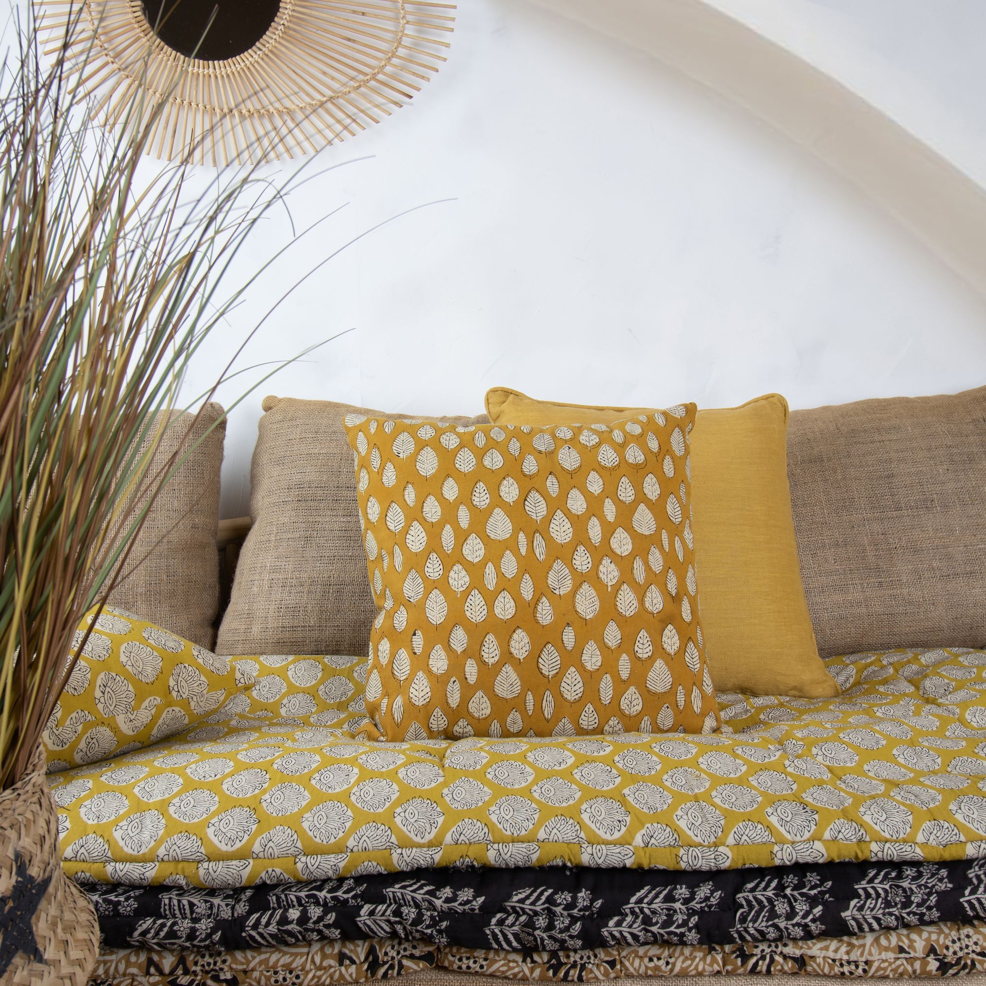 Coussin en coton jaune 40cm NILAM