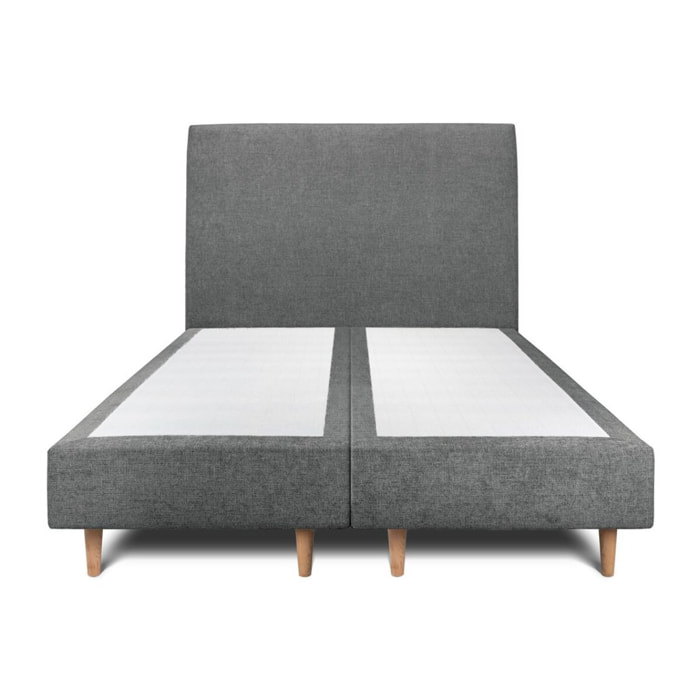 Lit avec tête de lit tapissée tissu et sommier tapissier Ep20