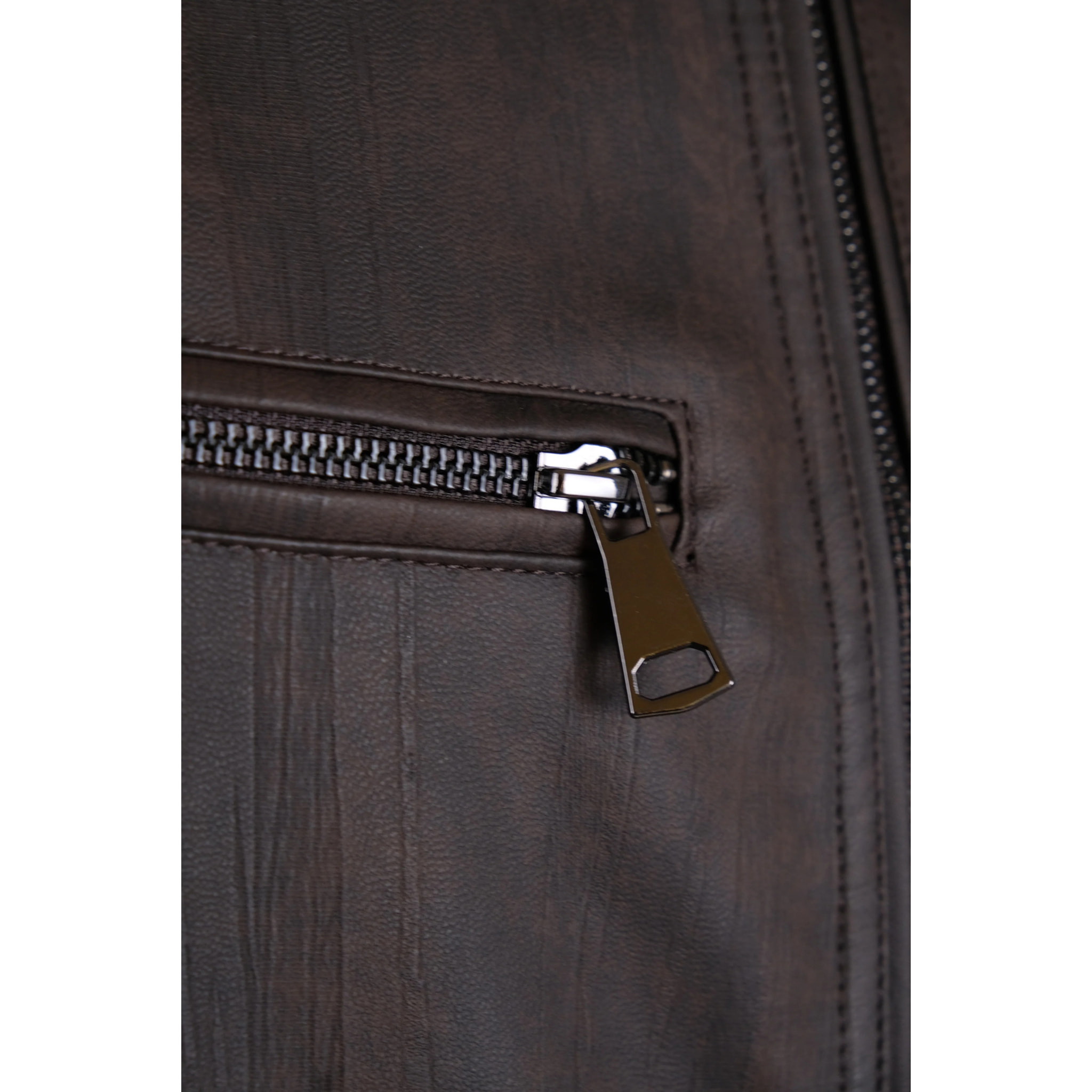 Giacca Esercito marrone in pelle con zip uomo