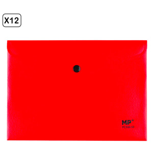 PACK 12 UNITA' CARTELLA BUSTA CHIUSURA A BUTTON A5 ROSSO