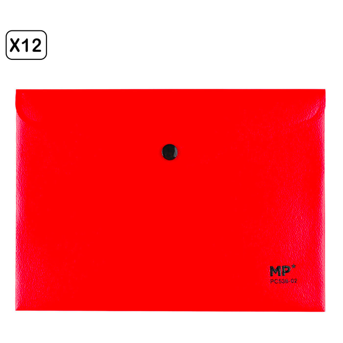 PACK 12 UNITA' CARTELLA BUSTA CHIUSURA A BUTTON A5 ROSSO