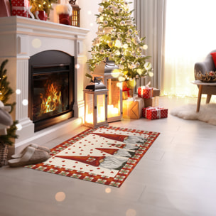 Tappeto Ingresso Arredo Natalizio Scottish Family Rosso