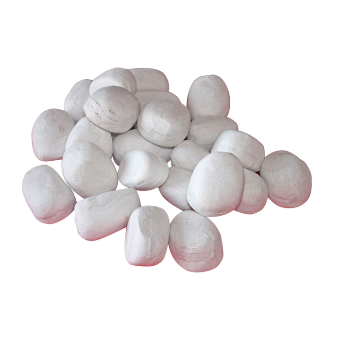 Piedras decorativas en blanco de fibra cerámica para chimenea. Pack de 24 uds WINCBTOUT-05 PURLINE