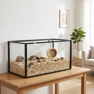 Cage hamster grande taille acrylique acier dim. 105x51x51cm toit ouvrant noir