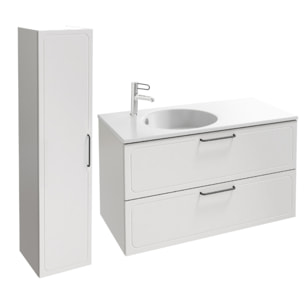 Pack meuble simple vasque 80 cm Odéon Rive Gauche 2 tiroirs blanc + colonne gauche