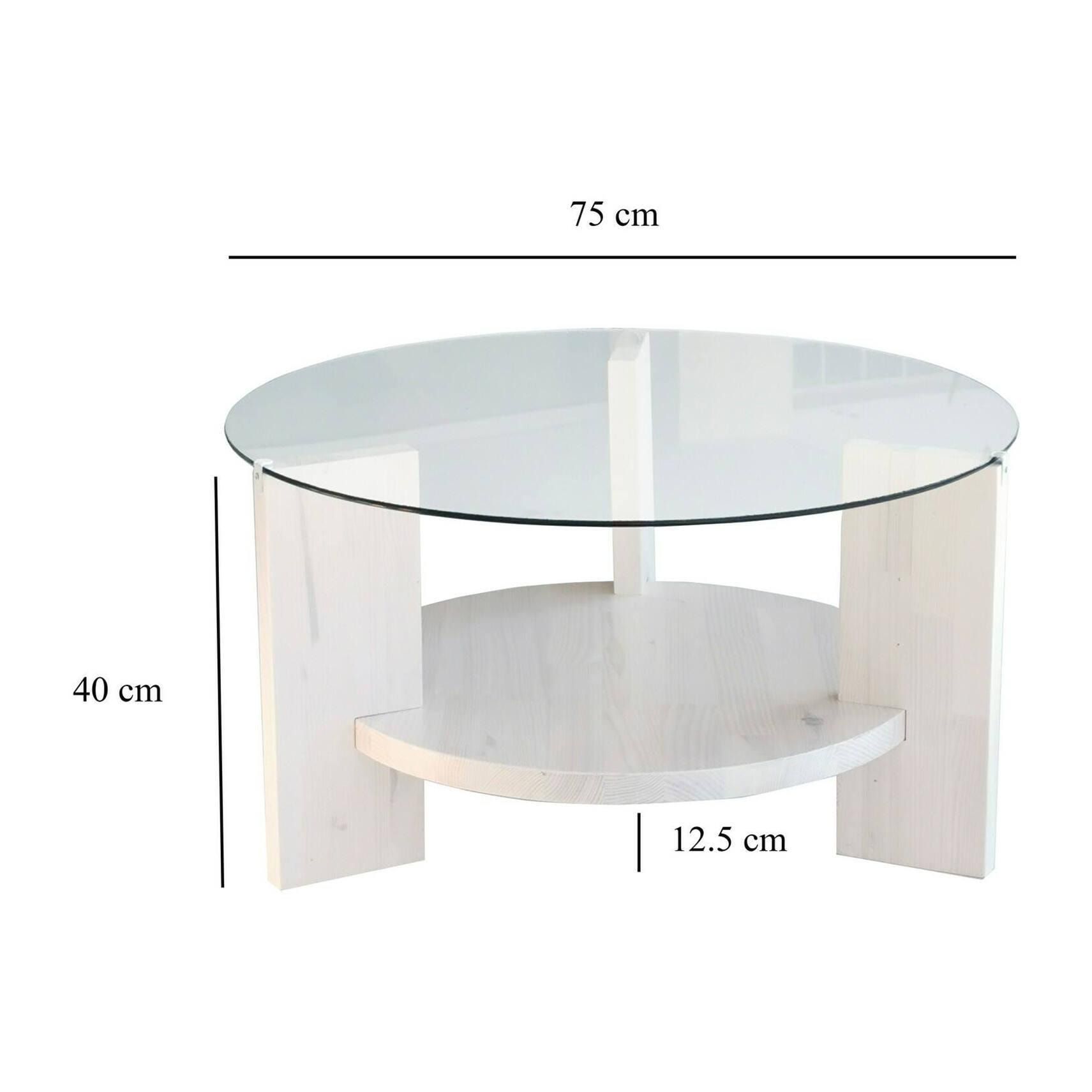 Tavolino da salotto Dcaporal, Tavolo basso da caffè, Portariviste per divano, Ripiano da soggiorno, 75x75h40 cm, Bianco