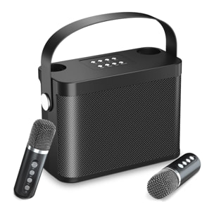 Kit karaoke con altoparlante Bluetooth e 2 microfoni. 10 W, batteria integrata.