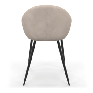Chaises Dory en velours taupe et pieds métal noirs - lot de 2