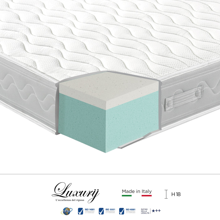 "Ischia" H18 cm 120x190 guanciale Memory OMAGGIO 1cm memory foam