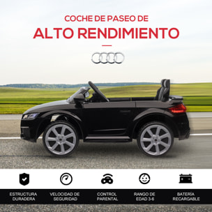 Audi TT Eléctrico Infantil Coche Juguete Niño 3 Años+ con Mando a Distancia con Música y Luces Modos de Aprendizaje Batería 12V Doble Apertura de Puerta 102x60x44 cm Negro