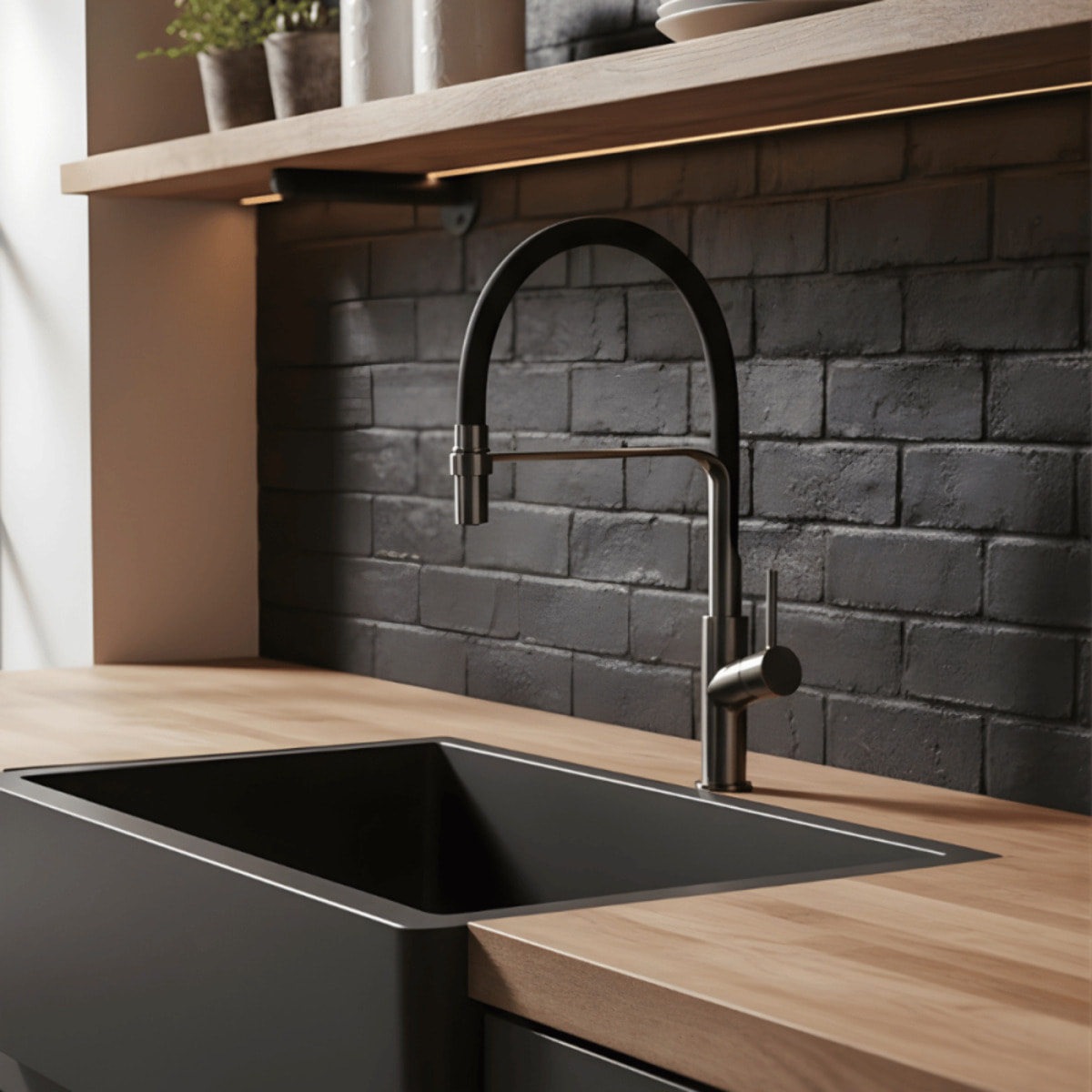 Robinet de cuisine avec douchette PAINI Ortence gun métal