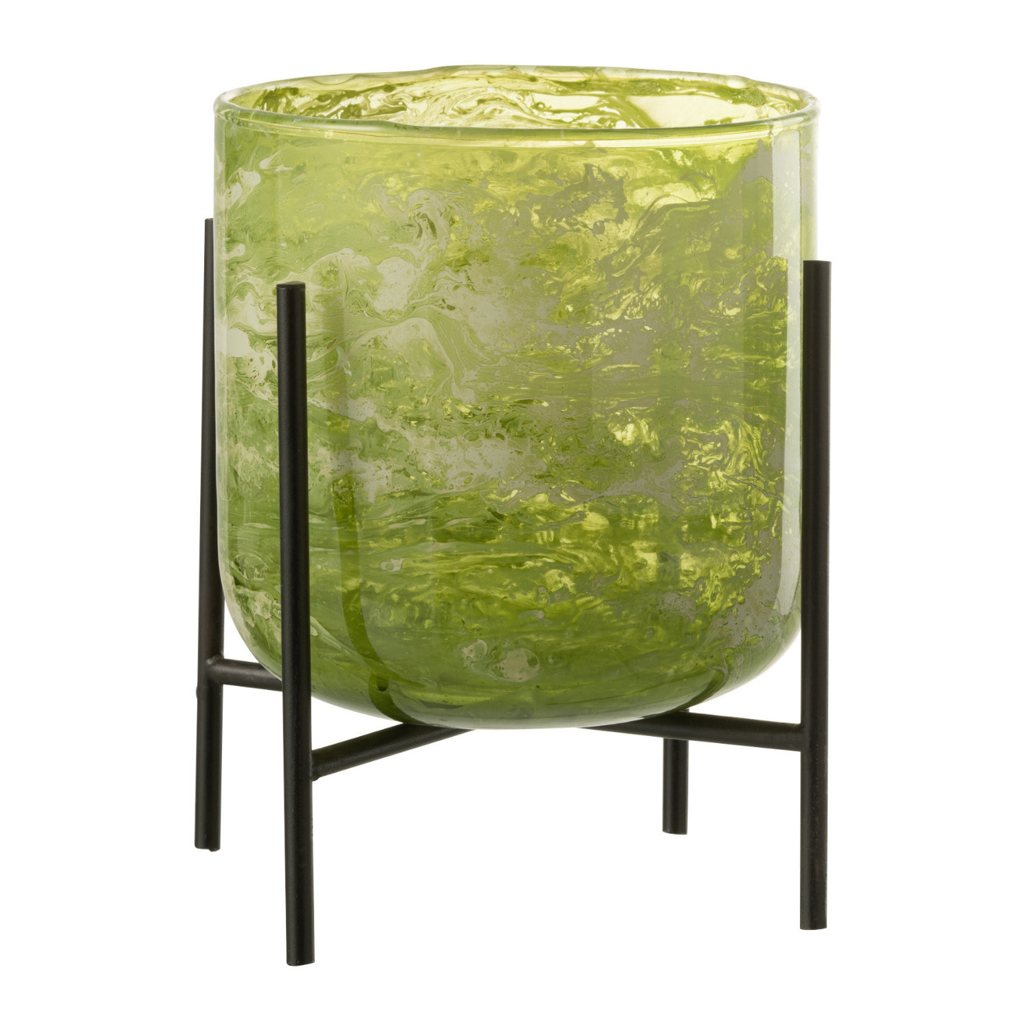 J-Line photophore Debout - verre/acier - marbre vert - medium