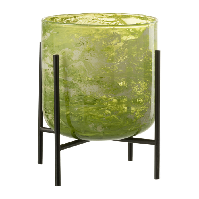 J-Line photophore Debout - verre/acier - marbre vert - medium
