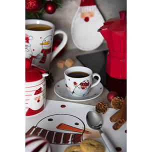 Coffret 6 tasses à café avec soucoupes Excelsa – Snowman, Porcelaine Blanche