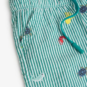 Bermudas niÃ±o, popelÃ­n, estampado, verde agua