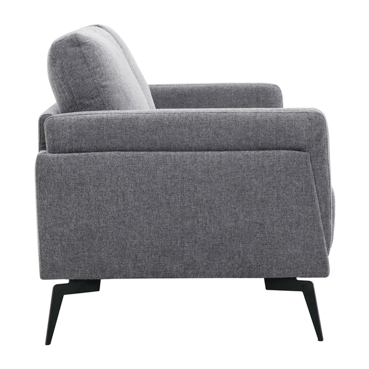Canapé design 2 places en tissu effet velours texturé gris foncé et métal noir MOSCO