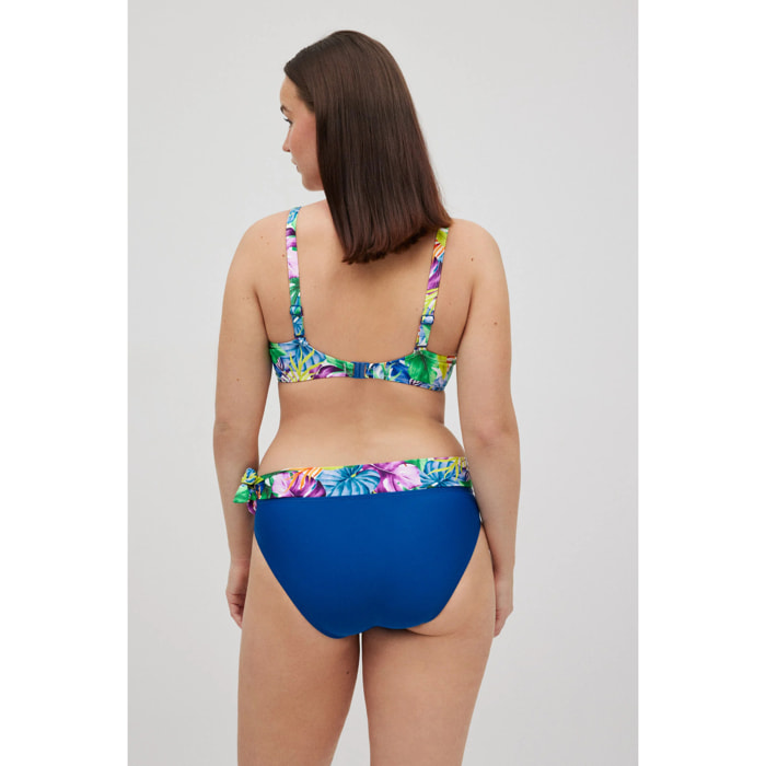 Slip bikini midi con stampa tropicale