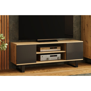 Mobile porta TV Focus 155 cm in rovere artisan e metallo