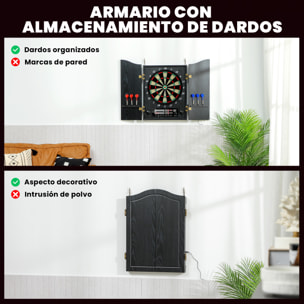 Diana Electrónica con 6 Dardos de Punta Blanda y 24 Puntas de Repuesto 2 Pantallas LED Avisos de Voz hasta 8 Jugadores Diana de Dardos de Pared con 25 Juegos 202 Variaciones Puertas de Madera