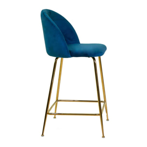 Sgabello Sammi Vacchetti in velluto blu con struttura oro cm44x48h91