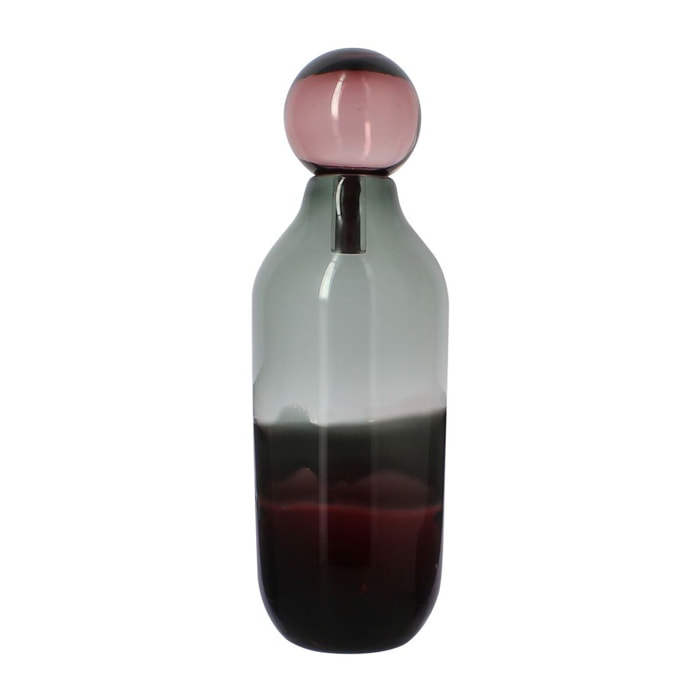 Vase avec bouchon bordeaux et gris en verre h46cm MAJESTY
