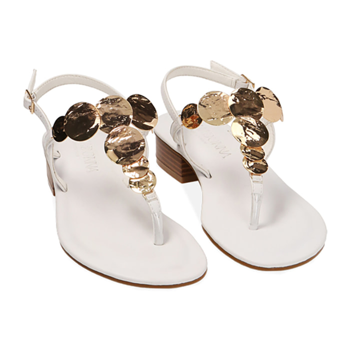 Sandalias planas blancas, tacón de 3,5 cm