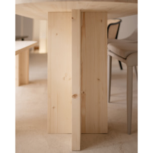 Pack table à manger ovale et banc en bois massif ton naturel en différentes tailles