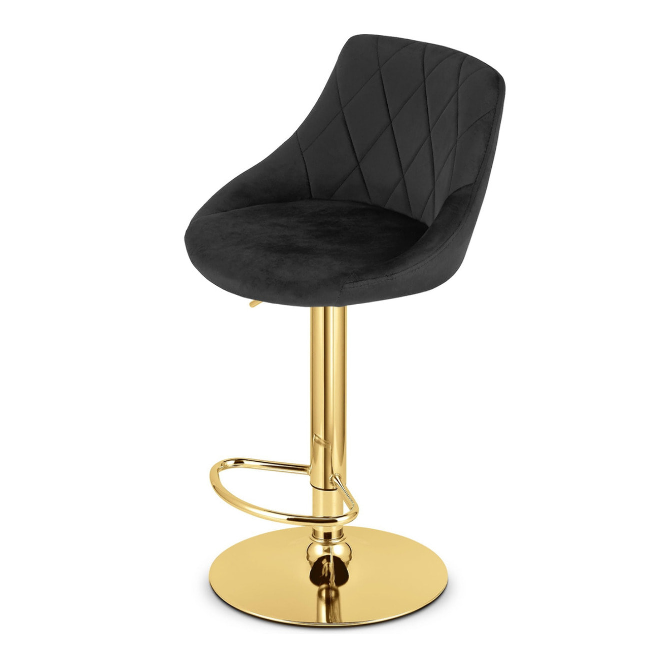 Sgabello da bar girevole Kast in velluto nero e oro