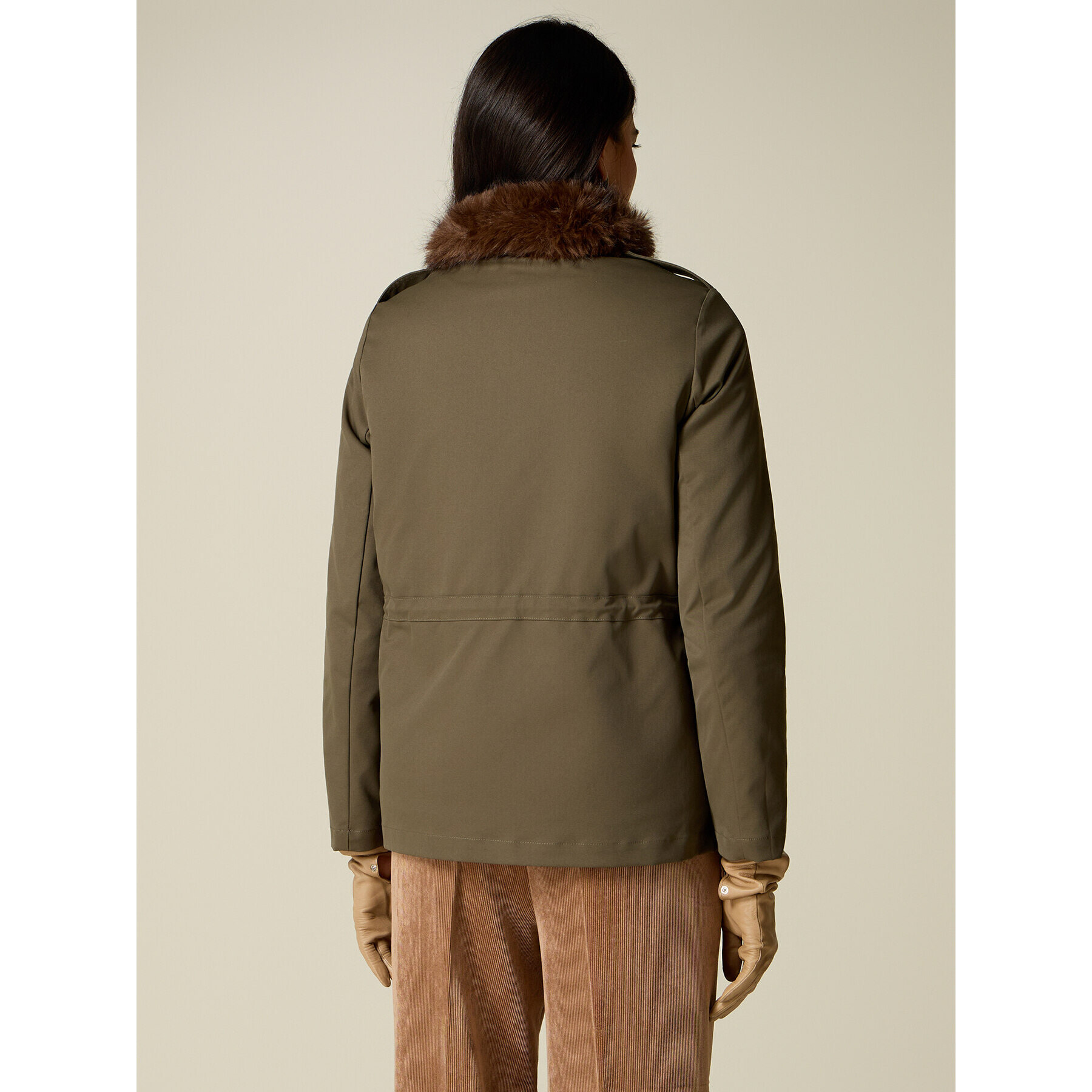 Oltre - Parka in drill misto cotone con borchie - Verde militare