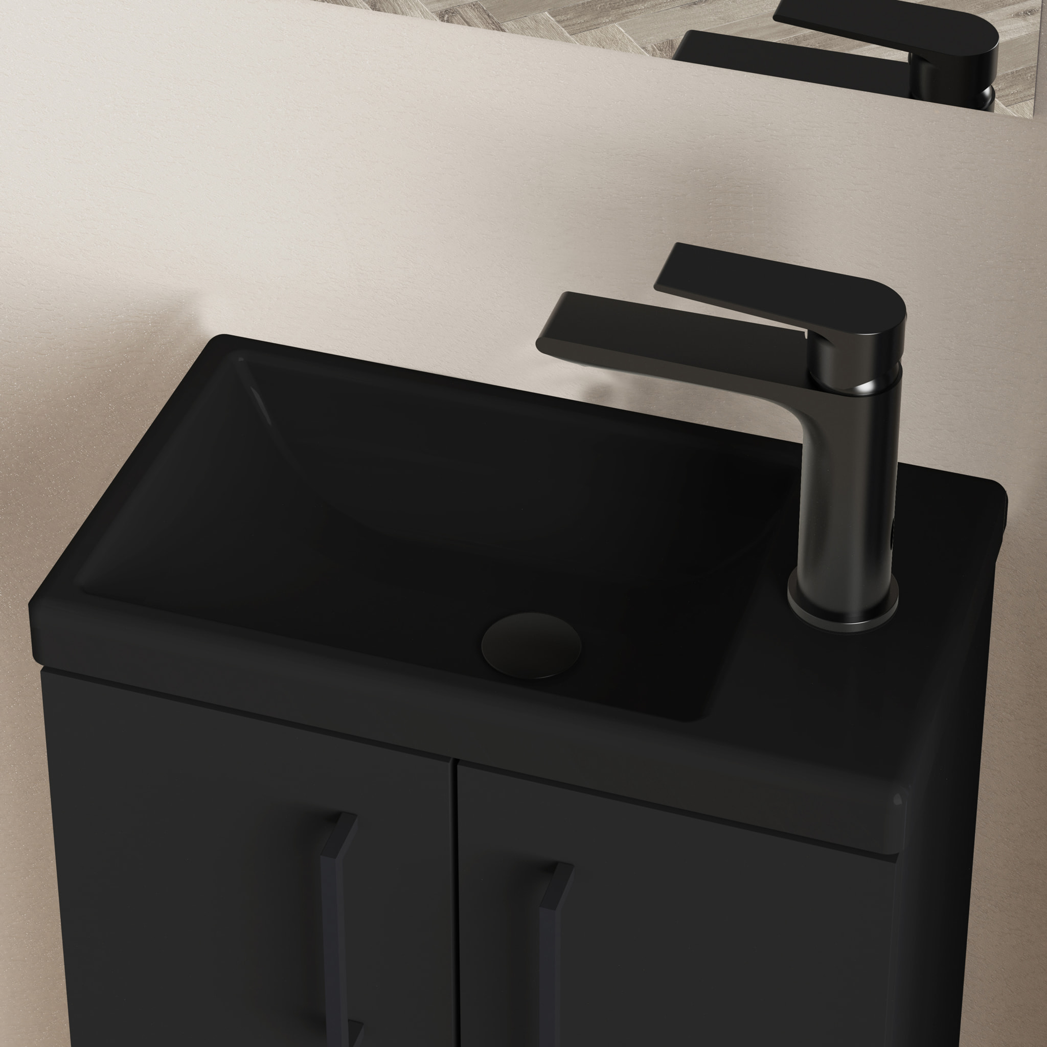 Ensemble de salle de bain LAVEMAINS MONO COLOR, Alday, 40 cm, noir mat