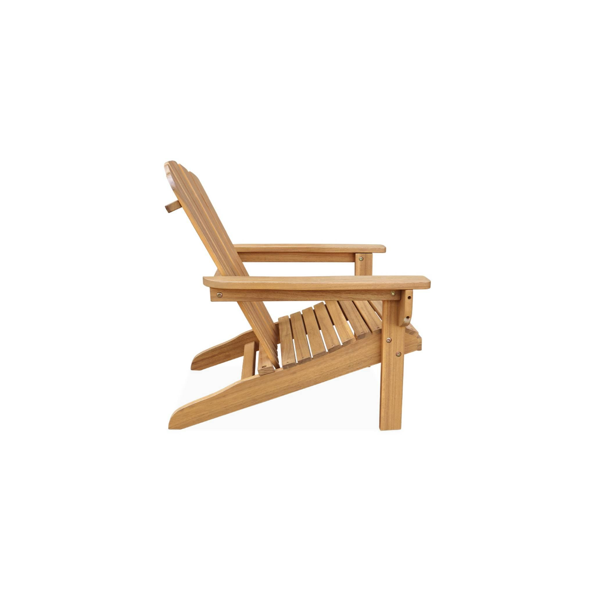 Lot de 2 fauteuils en bois d'acacia Adirondack pour enfant. salon de jardin enfant couleur teck clair