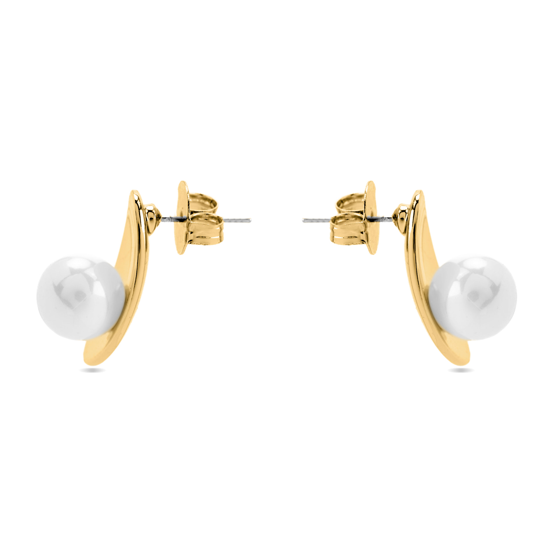 Pendientes con Perla Blanca acabado oro 18k