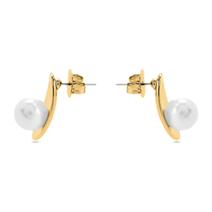 Pendientes con Perla Blanca acabado oro 18k