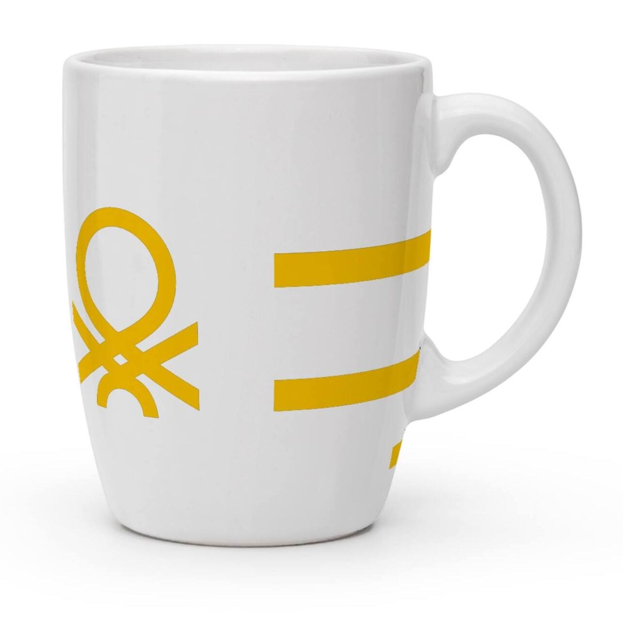 Set de 2 tazas de 350ml de porcelana con logo amarillo de benetton