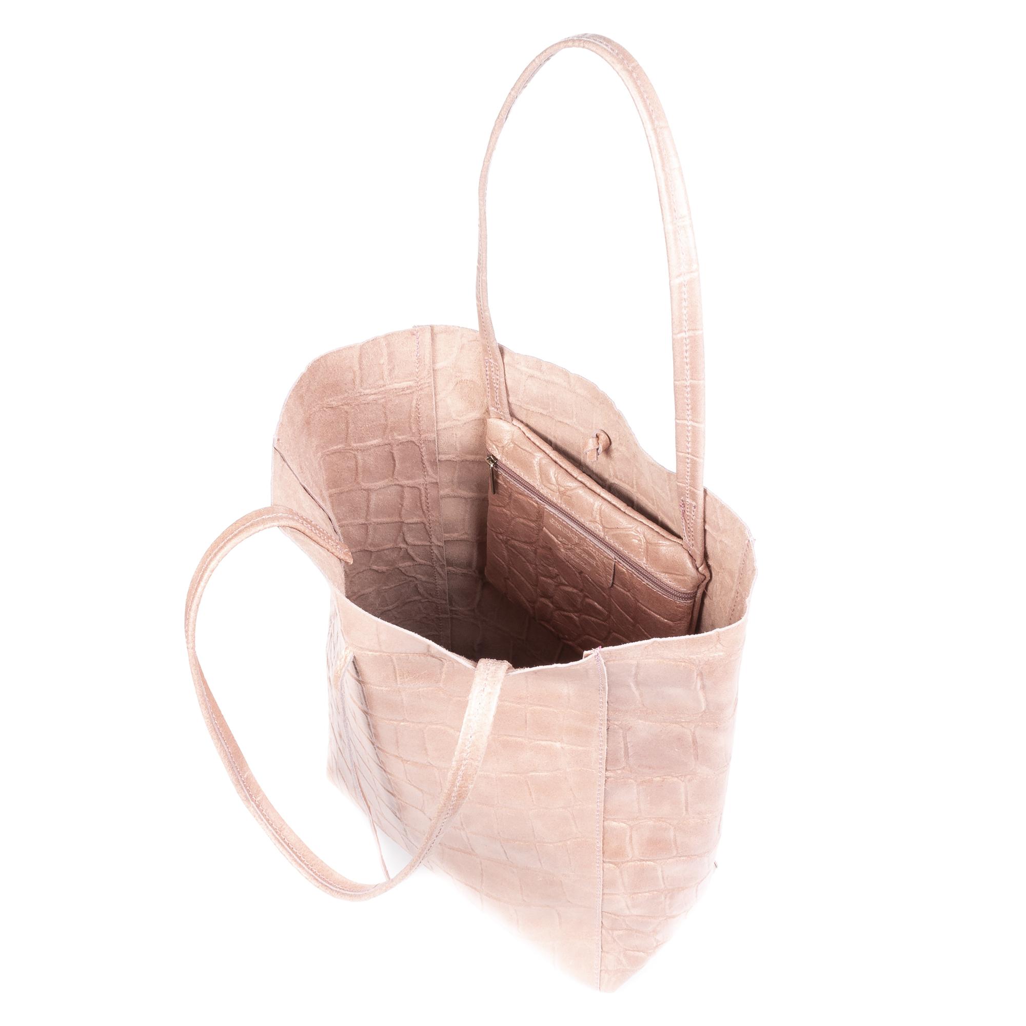 Sefora Bolso Shopper Mujer.Piel auténtica Gamuza Grabado Cocodrilo Grande